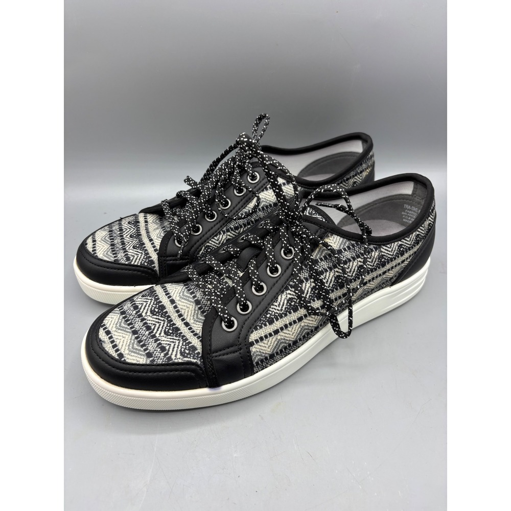 TRAQ‎ Alegria Sneaq Sneakers Womens 40 Black White Pattern Comfort Walking Shoes